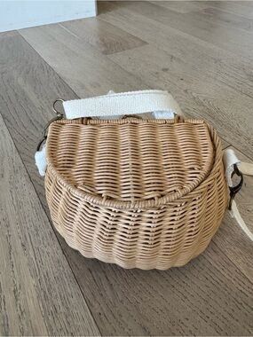 Natural Wicker Rattan Basket Bag - Crossbody & Bike/Stroller Handlebar Basket
